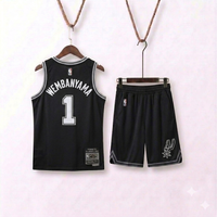 San Antonio Spurs Victor Wembanyama #1 Basketball Uniform Set – Black