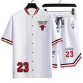Men’s Basketball Varsity Co-Ord Set – Button-Up Jersey Shirt & Matching Shorts | LII-98