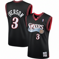 Men's Philadelphia 76ers Allen Iverson Mitchell & Ness Black 2000/01 Hardwood Classics Swingman Jerse